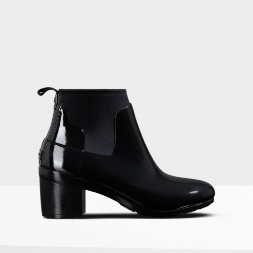 Hunter Refined Slim Fit Gloss Mid Heeled Boots (S815K) Ireland